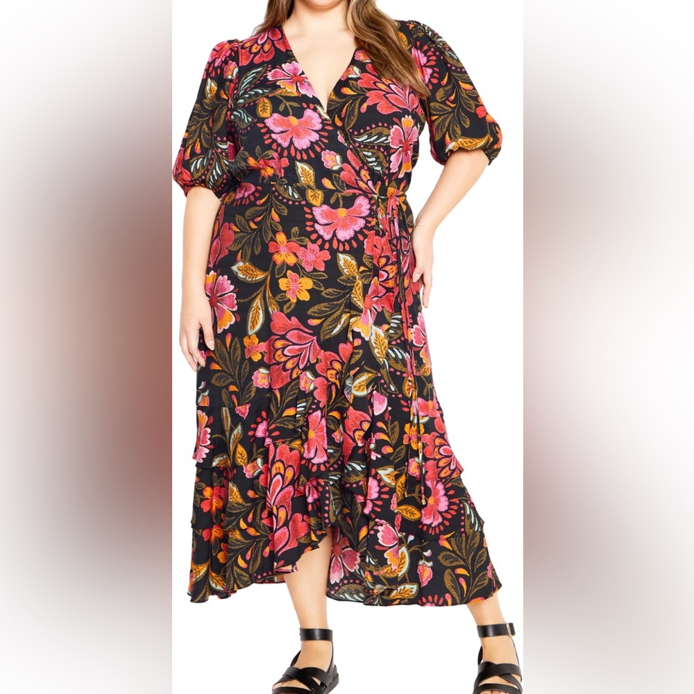 City Chic Bea Print Dress size 16